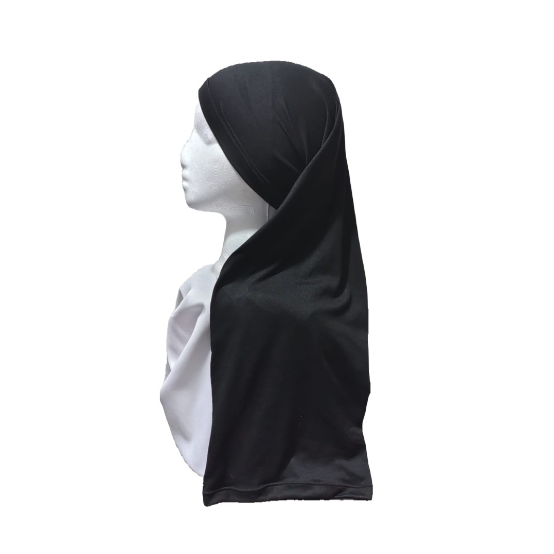 Monja Negra 75 cm largo– Hiyab Protector de Cabello